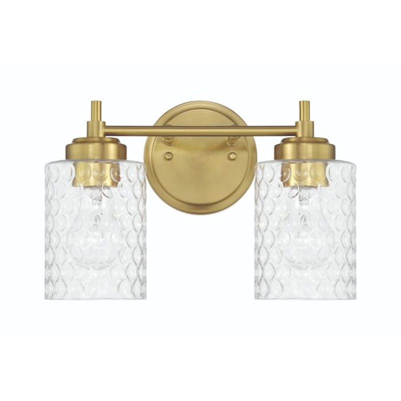 Craftmade Claire 2 Light Vanity, Brass/Clear Bubble