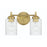 Craftmade Claire 2 Light Vanity, Brass/Clear Bubble - 60502-SB