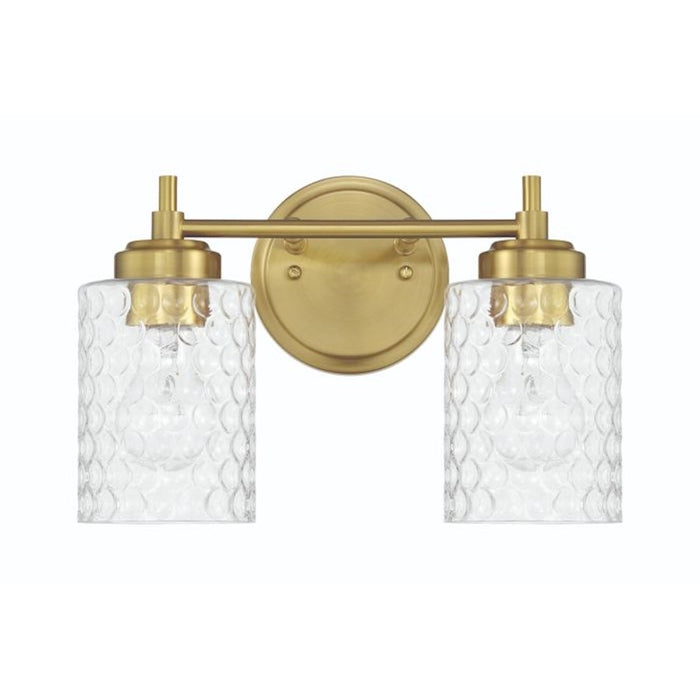 Craftmade Claire 2 Light Vanity, Brass/Clear Bubble - 60502-SB