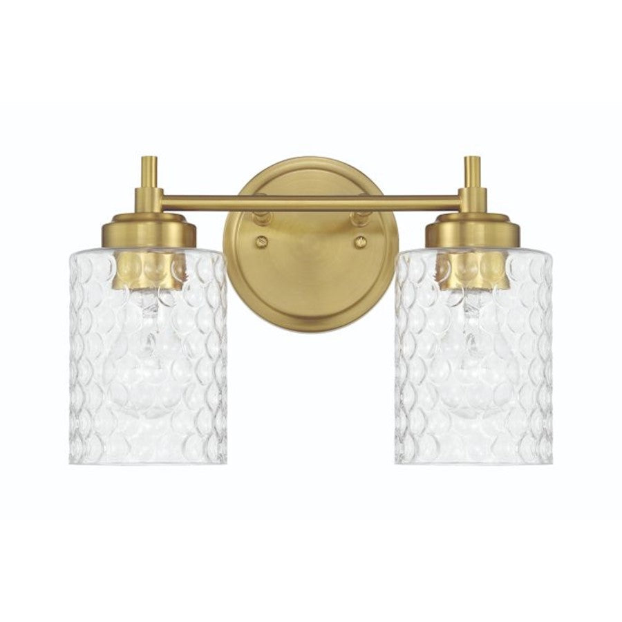 Craftmade Claire 2 Light Vanity, Brass/Clear Bubble - 60502-SB