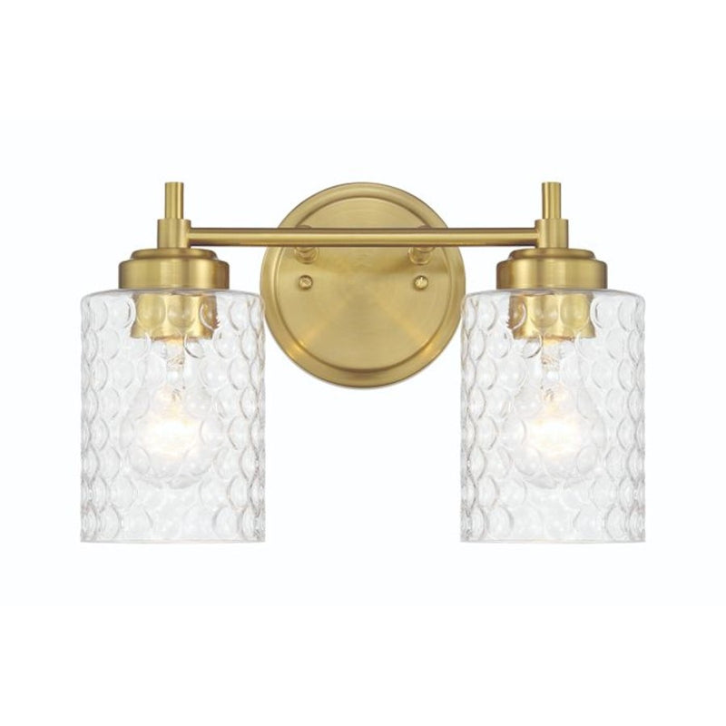 Craftmade Claire 2 Light Vanity, Brass/Clear Bubble