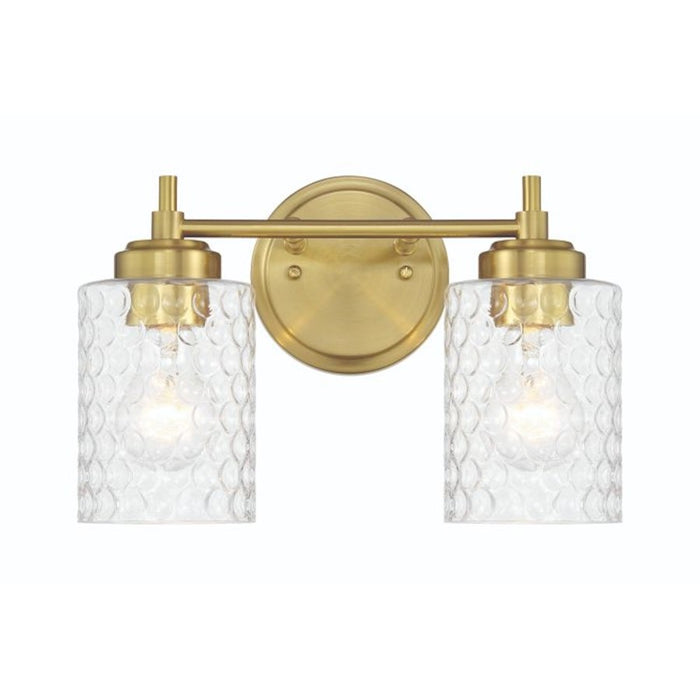 Craftmade Claire 2 Light Vanity, Brass/Clear Bubble