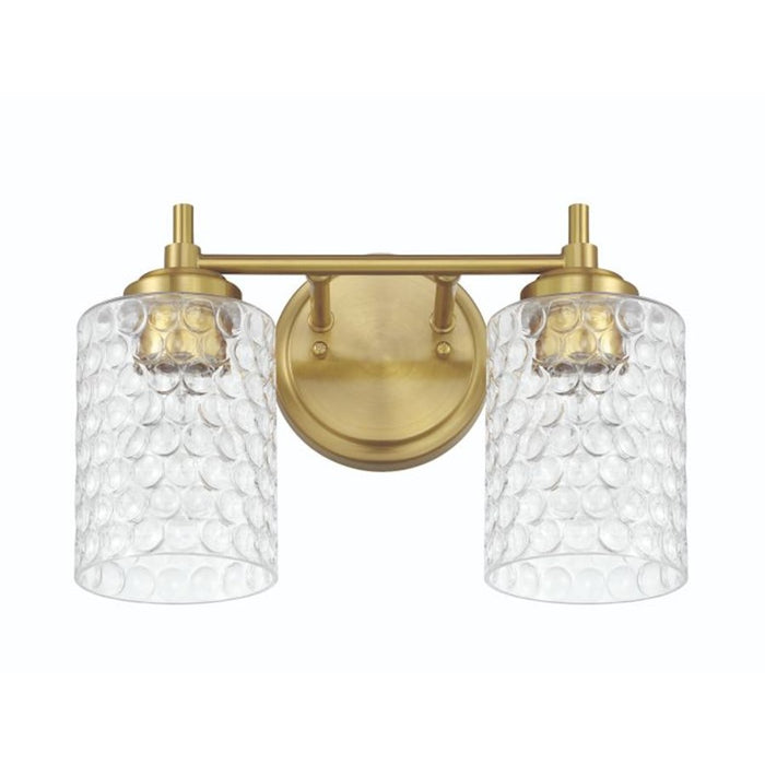 Craftmade Claire 2 Light Vanity, Brass/Clear Bubble