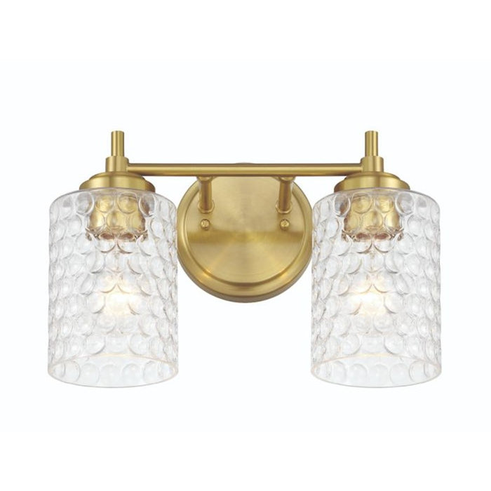 Craftmade Claire 2 Light Vanity, Brass/Clear Bubble
