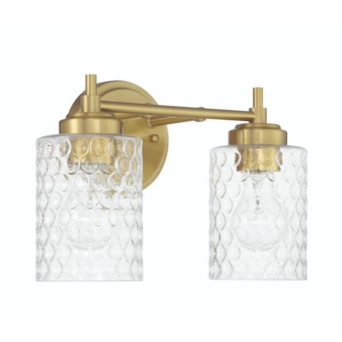 Craftmade Claire 2 Light Vanity, Brass/Clear Bubble