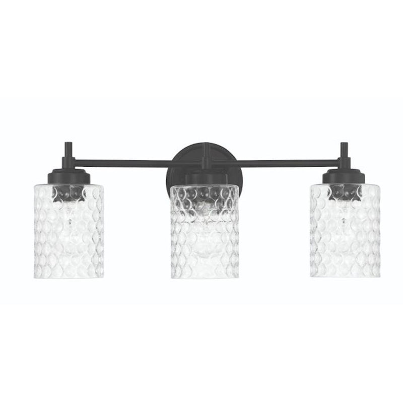 Craftmade Claire 3 Light Vanity, Black/Clear Bubble