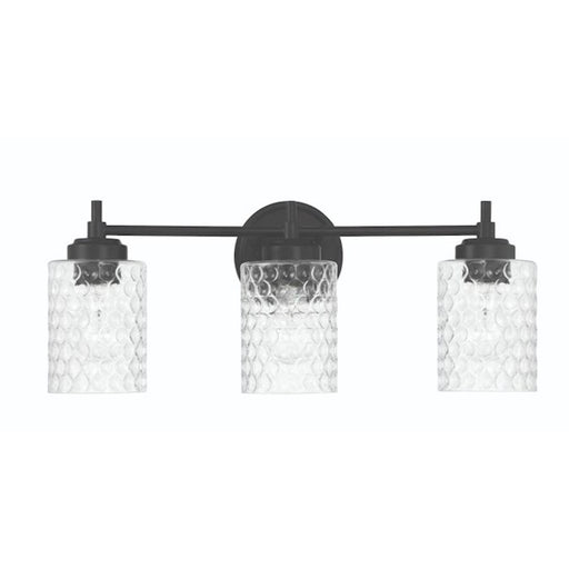 Craftmade Claire 3 Light Vanity, Black/Clear Bubble - 60503-FB