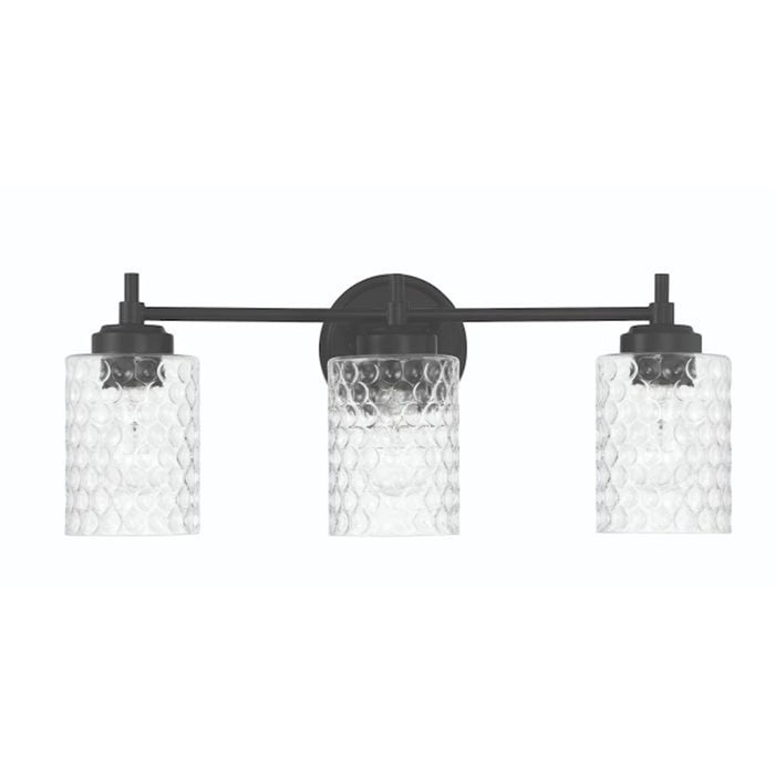Craftmade Claire 3 Light Vanity, Black/Clear Bubble - 60503-FB
