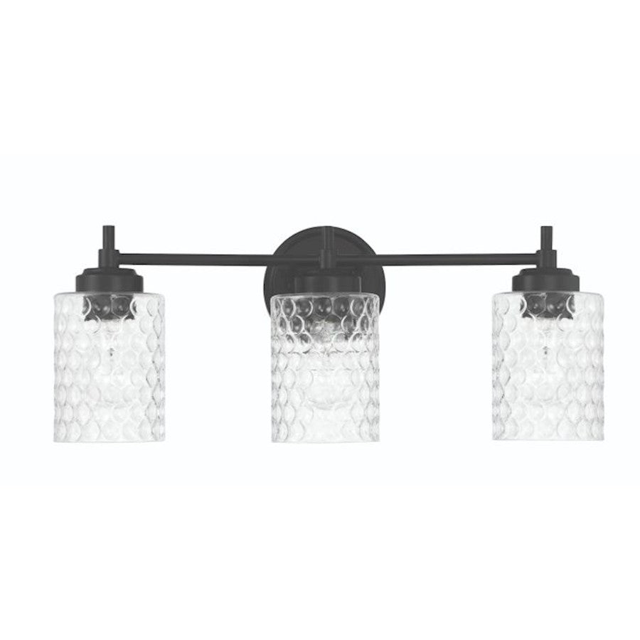 Craftmade Claire 3 Light Vanity, Black/Clear Bubble - 60503-FB