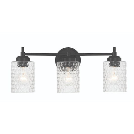 Craftmade Claire 3 Light Vanity, Black/Clear Bubble