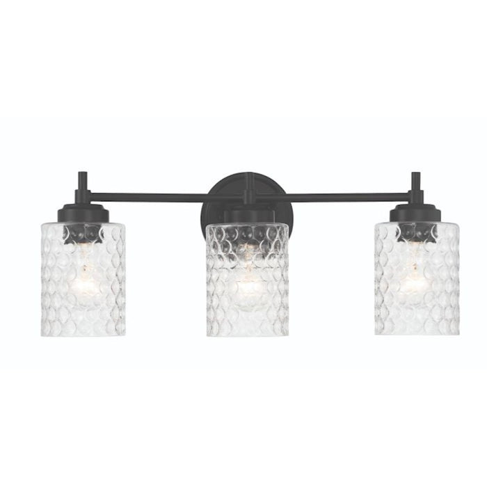 Craftmade Claire 3 Light Vanity, Black/Clear Bubble