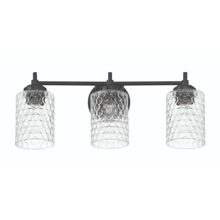 Craftmade Claire 3 Light Vanity, Black/Clear Bubble