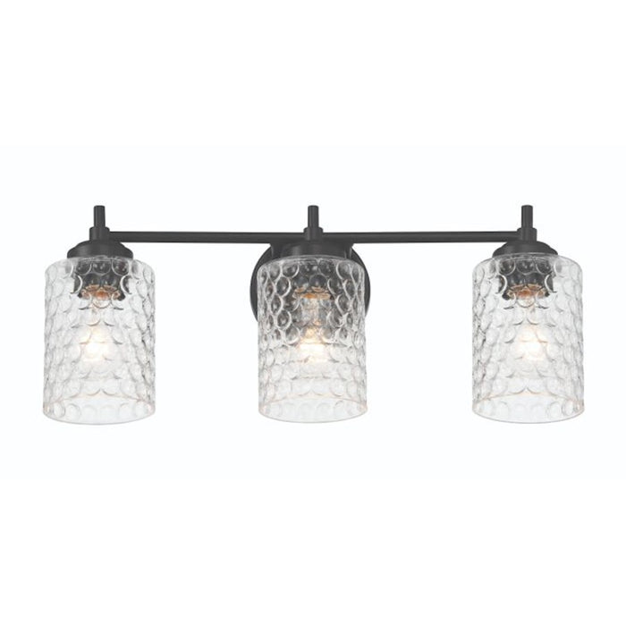 Craftmade Claire 3 Light Vanity, Black/Clear Bubble
