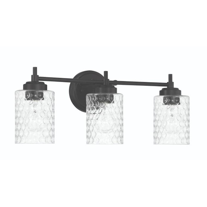 Craftmade Claire 3 Light Vanity, Black/Clear Bubble