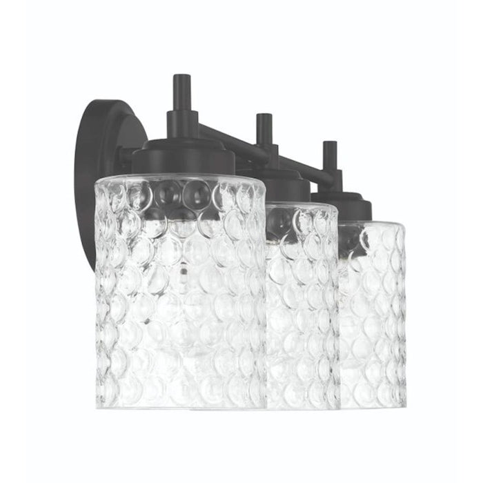 Craftmade Claire 3 Light Vanity, Black/Clear Bubble