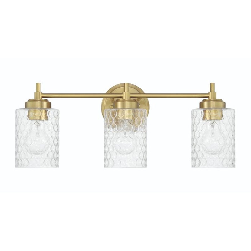 Craftmade Claire 3 Light Vanity, Brass/Clear Bubble