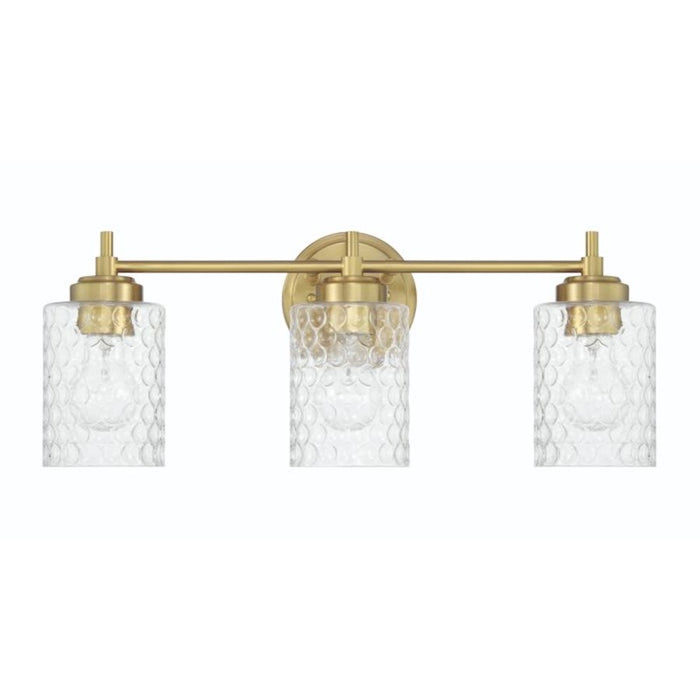 Craftmade Claire 3 Light Vanity, Brass/Clear Bubble - 60503-SB