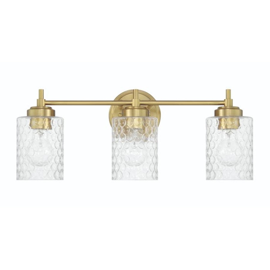 Craftmade Claire 3 Light Vanity, Brass/Clear Bubble - 60503-SB