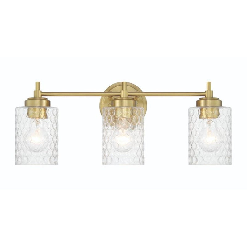Craftmade Claire 3 Light Vanity, Brass/Clear Bubble