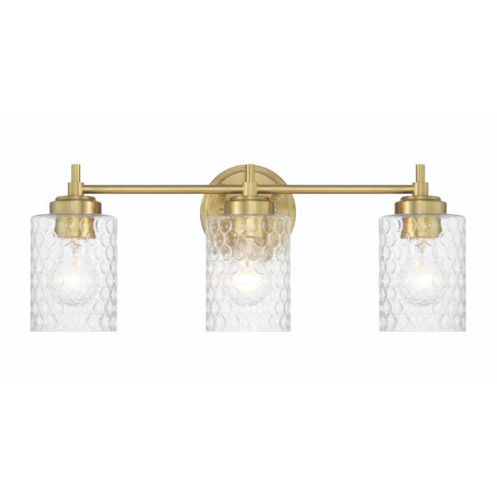 Craftmade Claire 3 Light Vanity, Brass/Clear Bubble