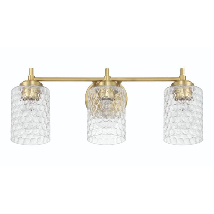 Craftmade Claire 3 Light Vanity, Brass/Clear Bubble