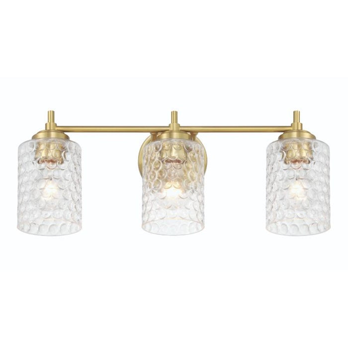 Craftmade Claire 3 Light Vanity, Brass/Clear Bubble