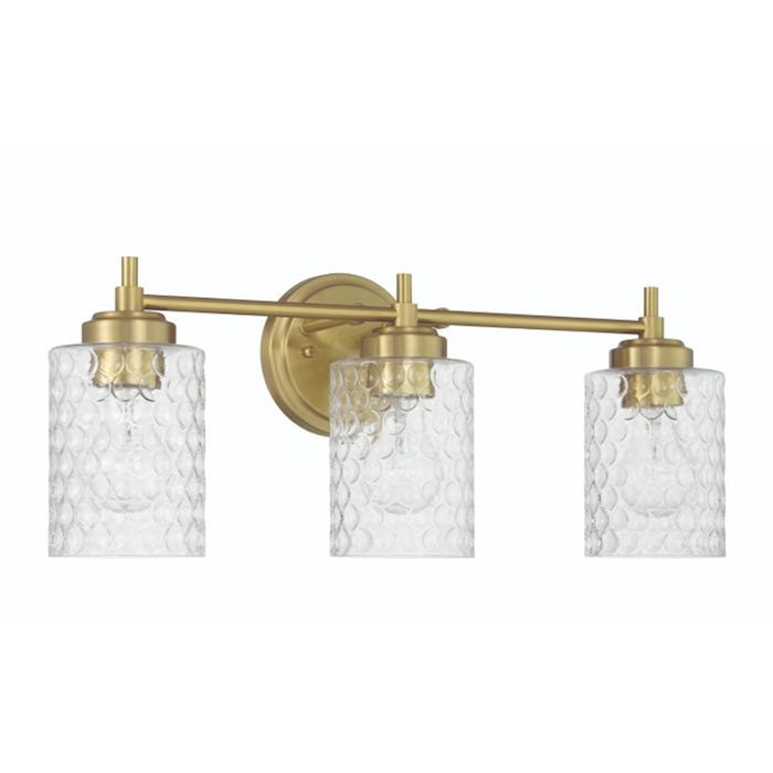 Craftmade Claire 3 Light Vanity, Brass/Clear Bubble
