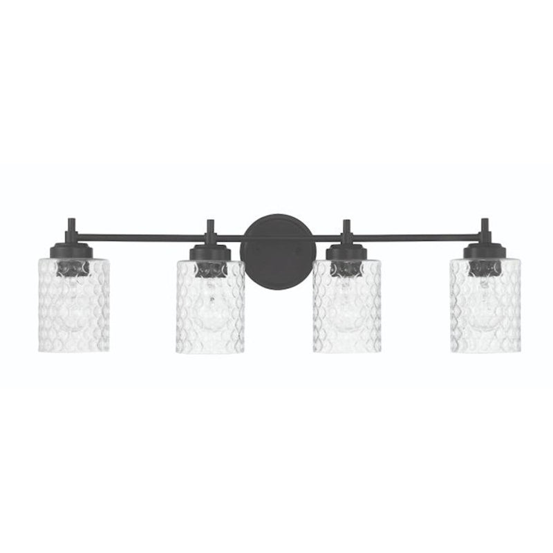 Craftmade Claire 4 Light Vanity, Black/Clear Bubble