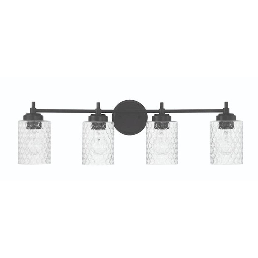 Craftmade Claire 4 Light Vanity, Black/Clear Bubble - 60504-FB