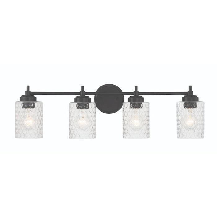 Craftmade Claire 4 Light Vanity, Black/Clear Bubble