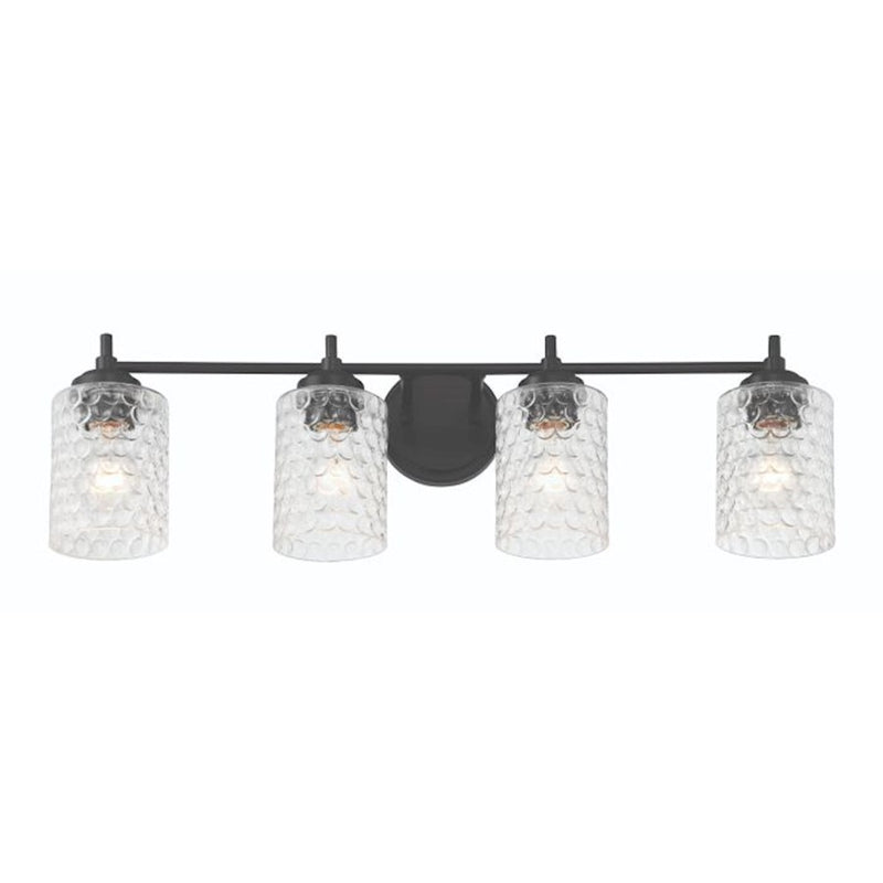 Craftmade Claire 4 Light Vanity, Black/Clear Bubble