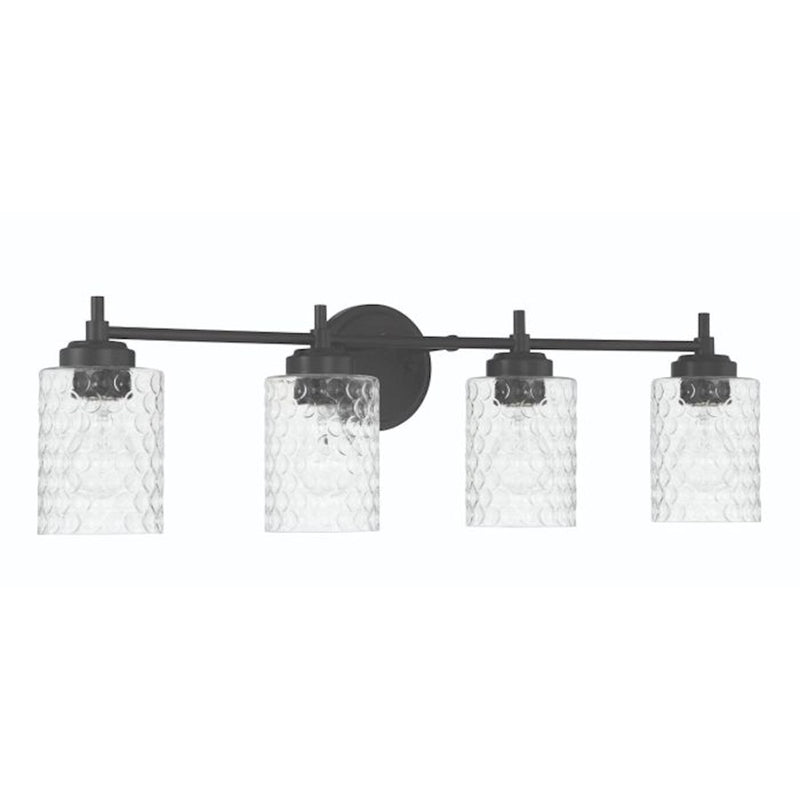 Craftmade Claire 4 Light Vanity, Black/Clear Bubble
