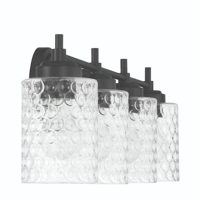 Craftmade Claire 4 Light Vanity, Black/Clear Bubble