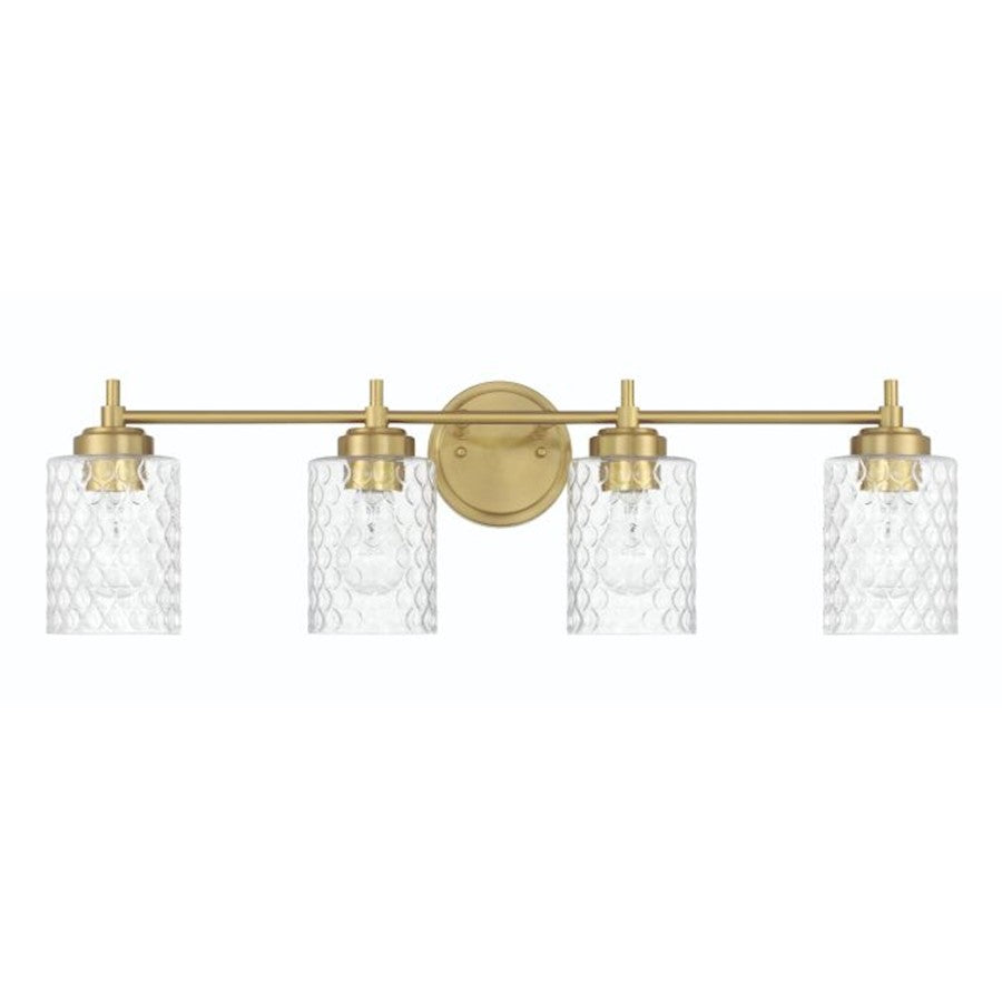 Craftmade Claire 4 Light Vanity, Brass/Clear Bubble - 60504-SB