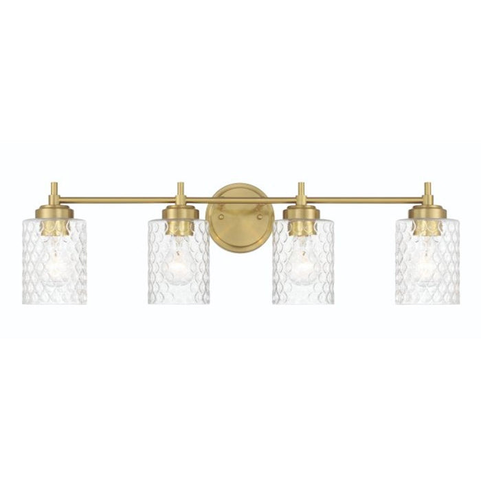 Craftmade Claire 4 Light Vanity, Brass/Clear Bubble