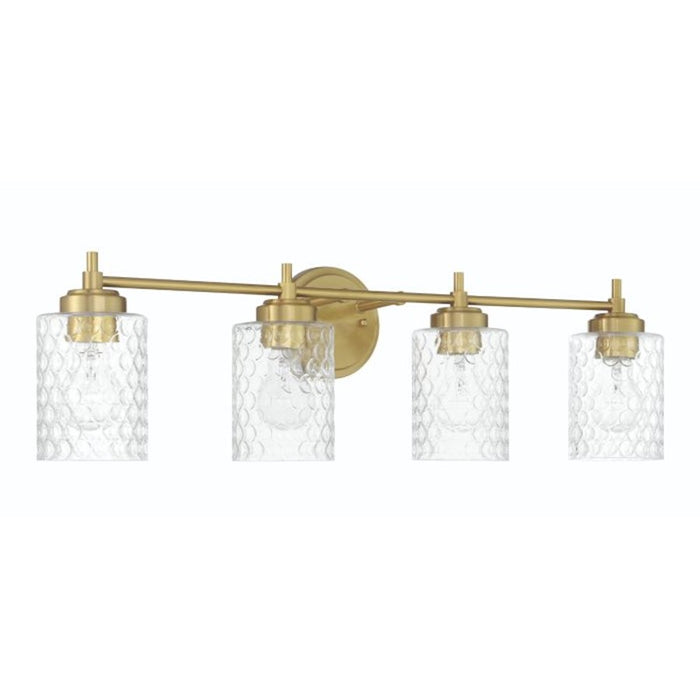 Craftmade Claire 4 Light Vanity, Brass/Clear Bubble