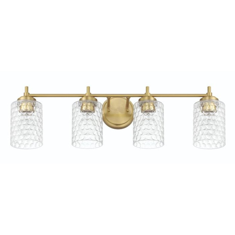 Craftmade Claire 4 Light Vanity, Brass/Clear Bubble