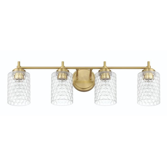 Craftmade Claire 4 Light Vanity, Brass/Clear Bubble