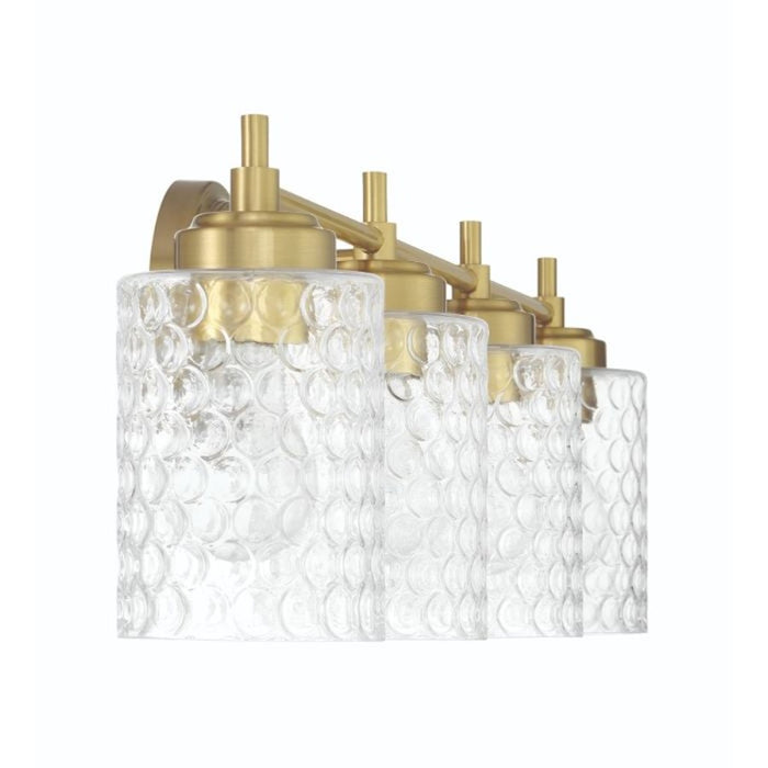 Craftmade Claire 4 Light Vanity, Brass/Clear Bubble