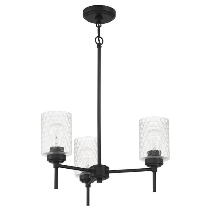 Craftmade Claire 3 Light Chandelier, Black/Clear Bubble - 60523-FB