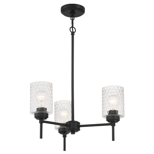 Craftmade Claire 3 Light Chandelier, Black/Clear Bubble