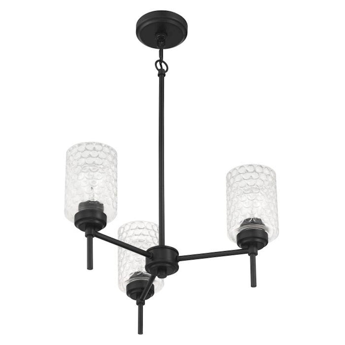Craftmade Claire 3 Light Chandelier, Black/Clear Bubble