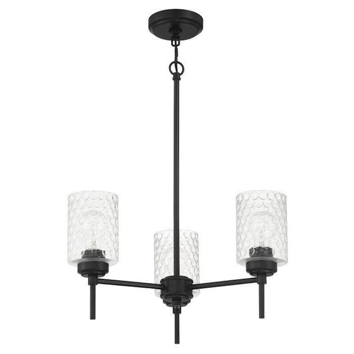 Craftmade Claire 3 Light Chandelier, Black/Clear Bubble