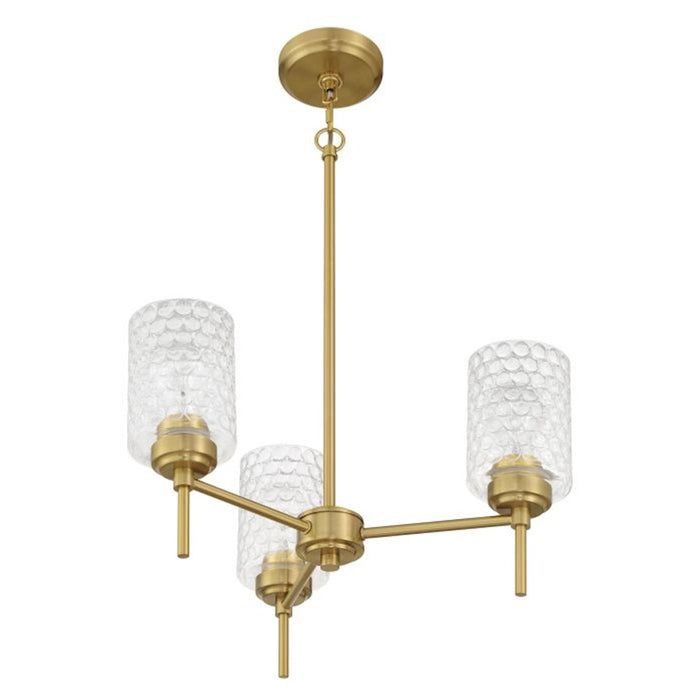 Craftmade Claire 3 Light Chandelier, Brass/Clear Bubble