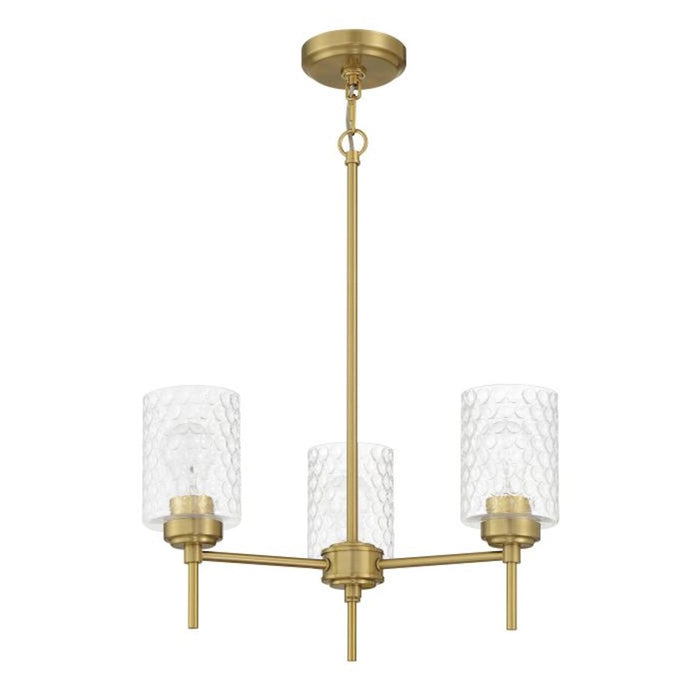 Craftmade Claire 3 Light Chandelier, Brass/Clear Bubble