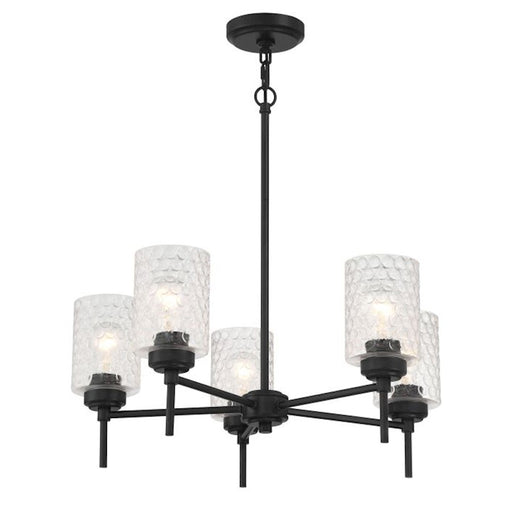 Craftmade Claire 5 Light Chandelier, Black/Clear Bubble
