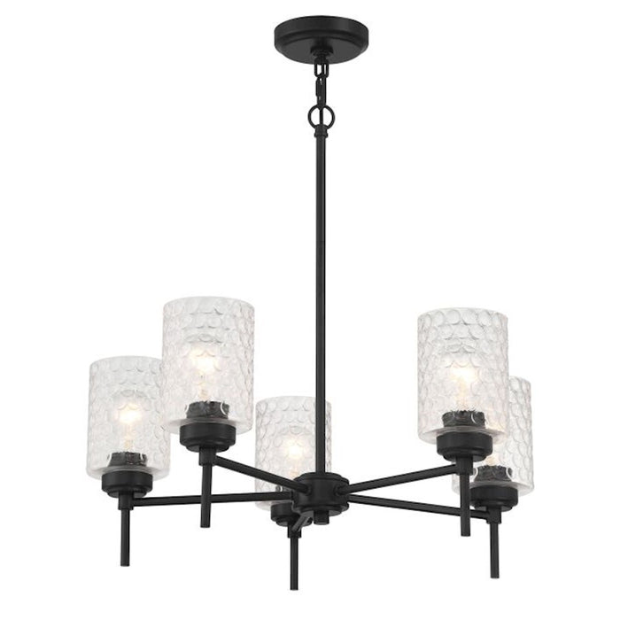 Craftmade Claire 5 Light Chandelier, Black/Clear Bubble
