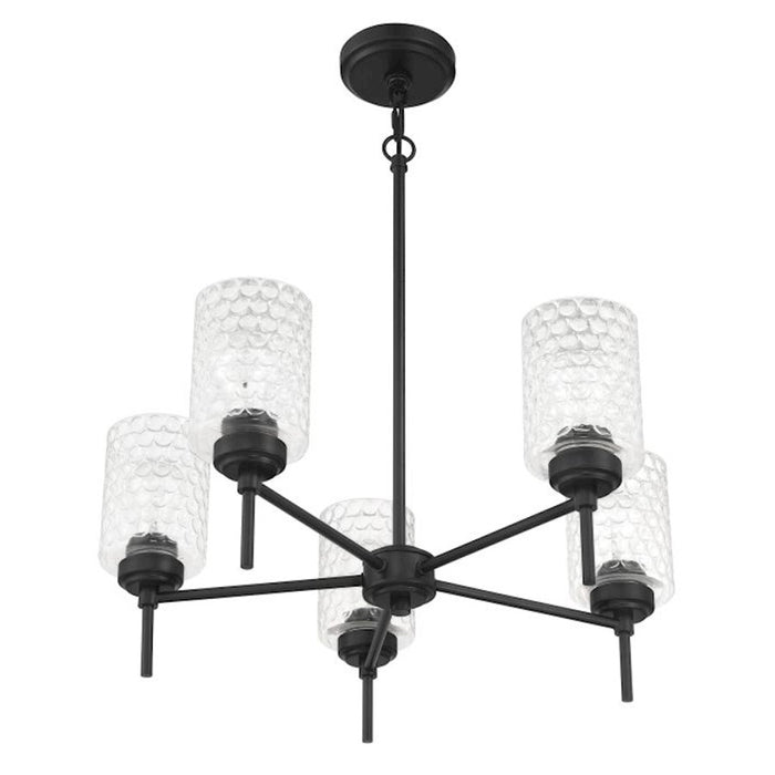 Craftmade Claire 5 Light Chandelier, Black/Clear Bubble
