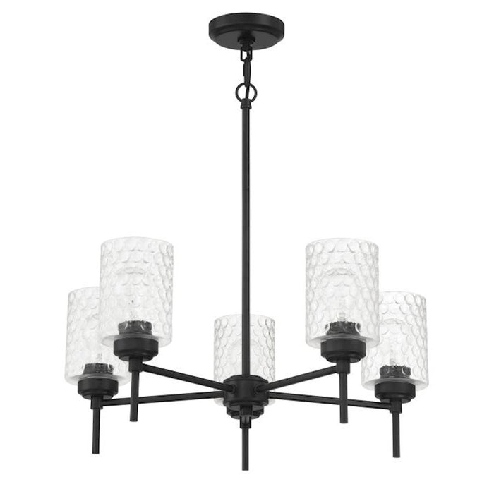 Craftmade Claire 5 Light Chandelier, Black/Clear Bubble