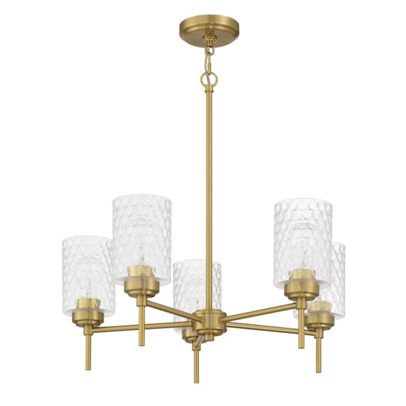 Craftmade Claire 5 Light Chandelier, Brass/Clear Bubble